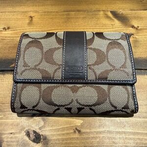 Coach Signature Jacquard Tri-Fold Wallet